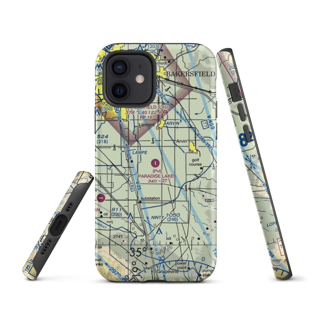 Paradise Lakes Airport (7CA2) VFR Sectional  Tough iPhone Case iPhone 12 model shown