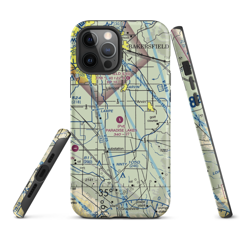 Paradise Lakes Airport (7CA2) VFR Sectional  Tough iPhone Case iPhone 12 Pro Max model shown