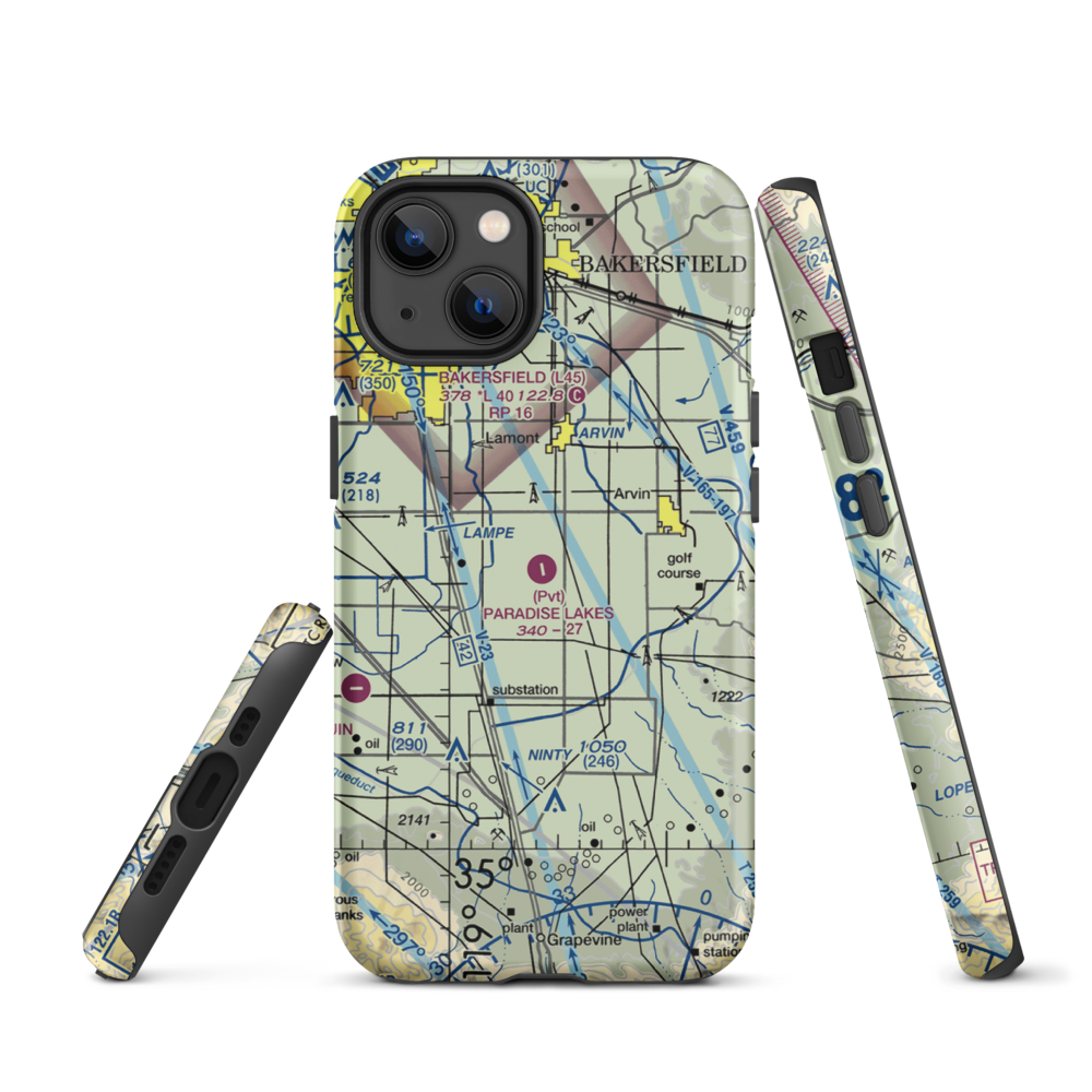 Paradise Lakes Airport (7CA2) VFR Sectional  Tough iPhone Case iPhone 13 model shown