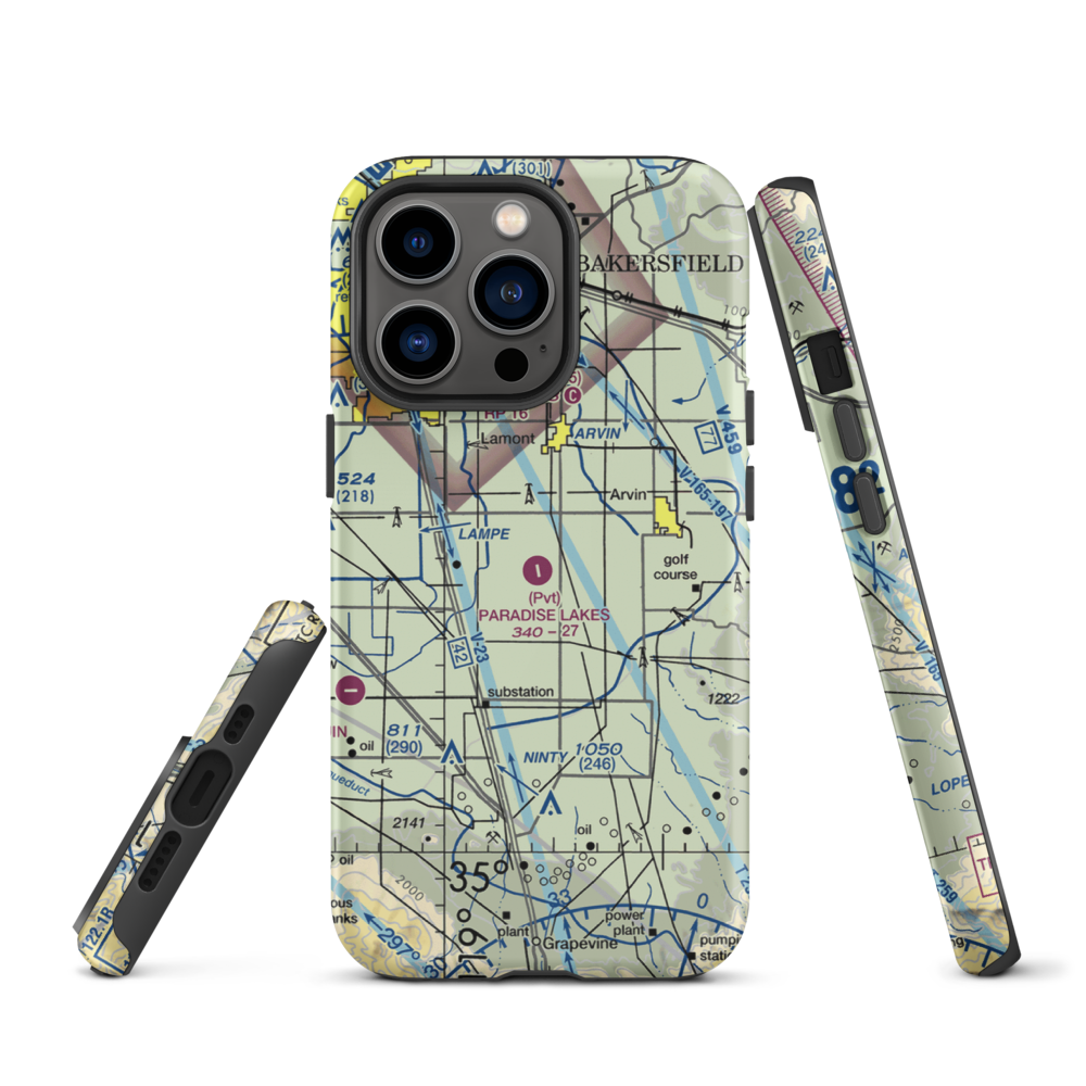 Paradise Lakes Airport (7CA2) VFR Sectional  Tough iPhone Case iPhone 13 Pro model shown