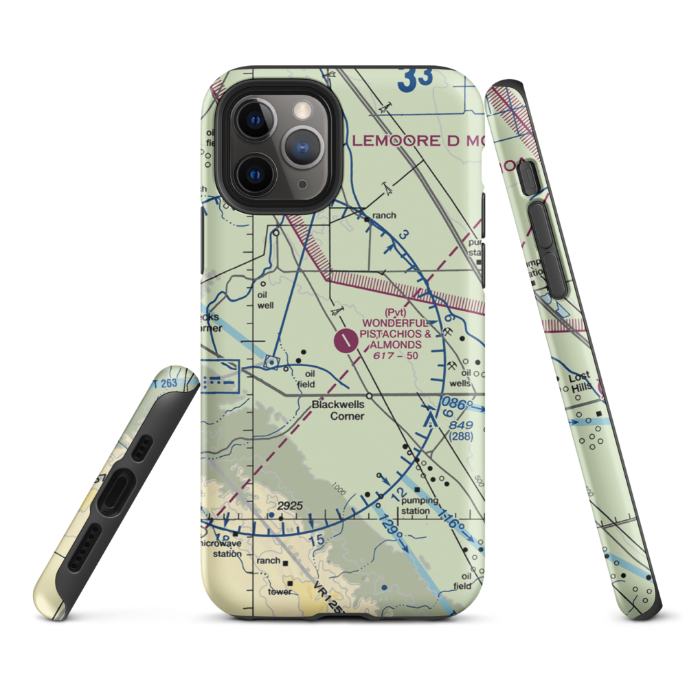 Paramount Farms Airport (2CN4) VFR Sectional  Tough iPhone Case iPhone 11 Pro model shown