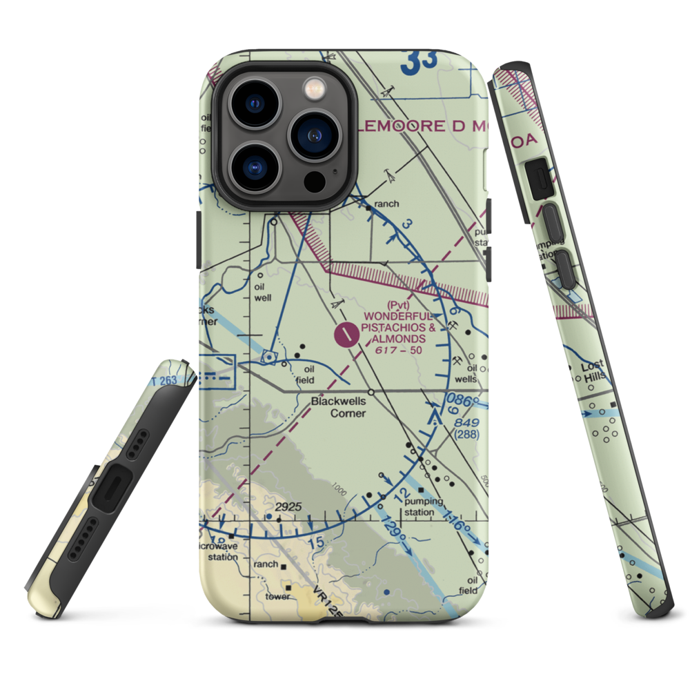 Paramount Farms Airport (2CN4) VFR Sectional  Tough iPhone Case iPhone 13 Pro Max model shown