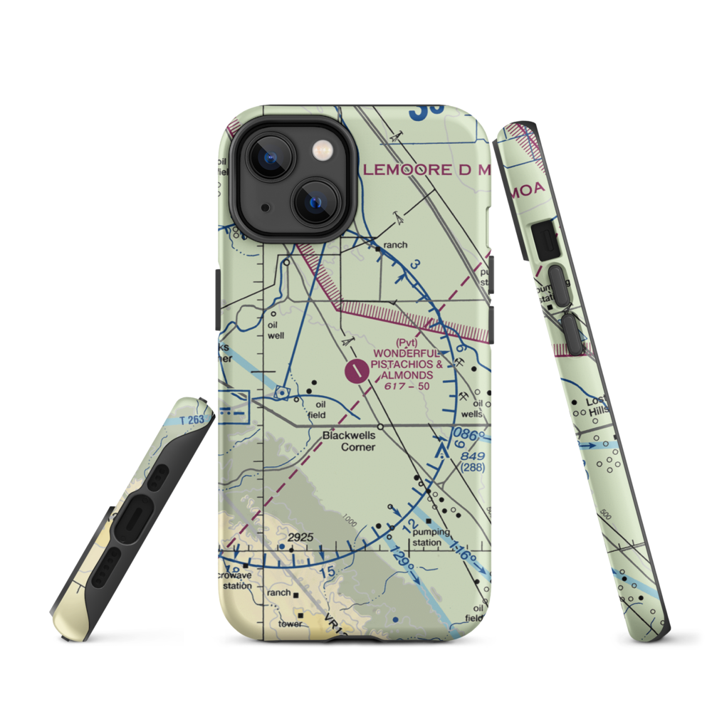 Paramount Farms Airport (2CN4) VFR Sectional  Tough iPhone Case iPhone 14 model shown