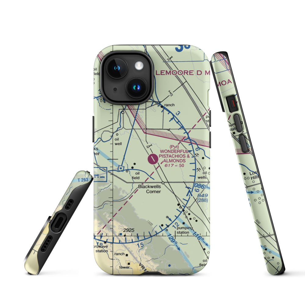 Paramount Farms Airport (2CN4) VFR Sectional  Tough iPhone Case iPhone 15 model shown