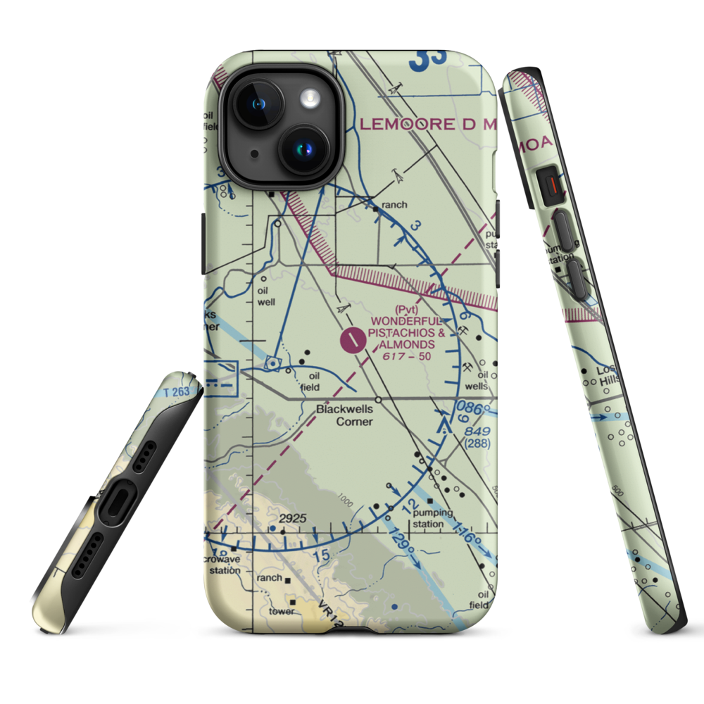 Paramount Farms Airport (2CN4) VFR Sectional  Tough iPhone Case iPhone 15 Plus model shown