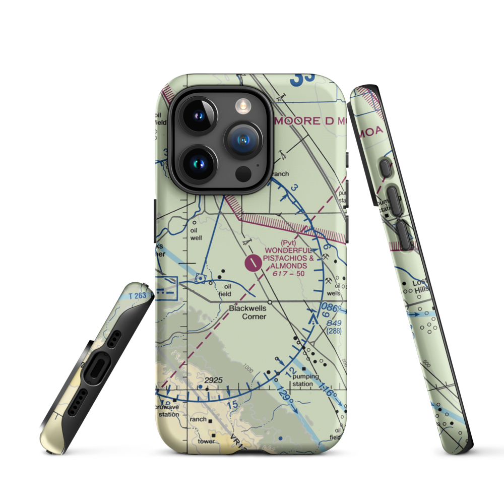 Paramount Farms Airport (2CN4) VFR Sectional  Tough iPhone Case iPhone 15 Pro model shown