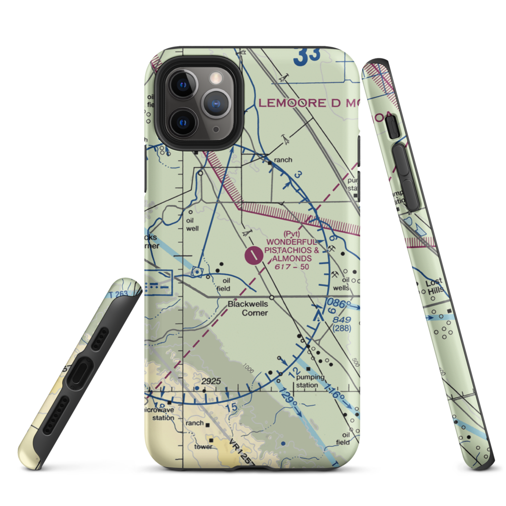 Paramount Farms Airport (2CN4) VFR Sectional  Tough iPhone Case iPhone 11 Pro Max model shown