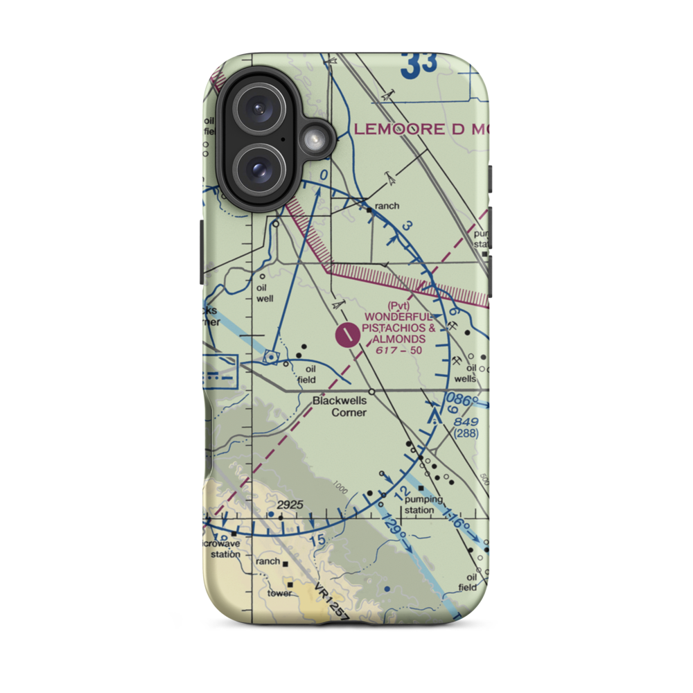 Paramount Farms Airport (2CN4) VFR Sectional  Tough iPhone Case iPhone 16 Plus model shown