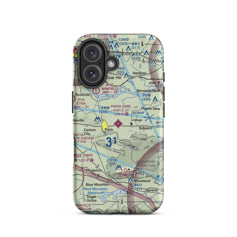 Paris Municipal Airport (7M6) VFR Sectional  Tough iPhone Case iPhone 16 model shown