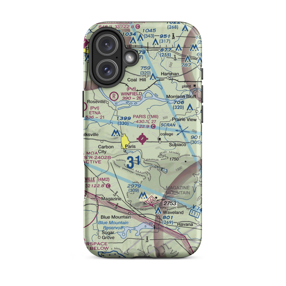 Paris Municipal Airport (7M6) VFR Sectional  Tough iPhone Case iPhone 16 Plus model shown