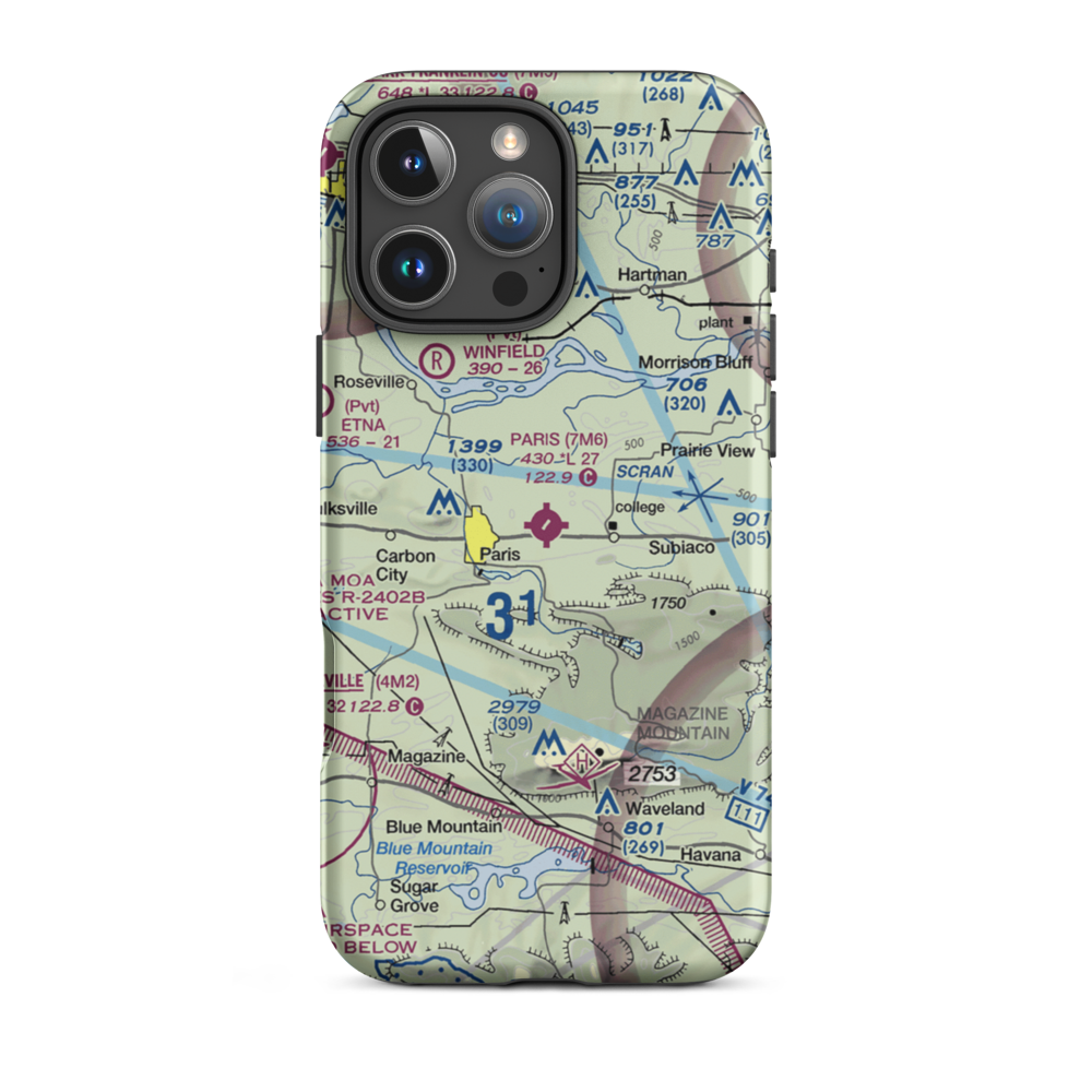 Paris Municipal Airport (7M6) VFR Sectional  Tough iPhone Case iPhone 16 Pro Max model shown