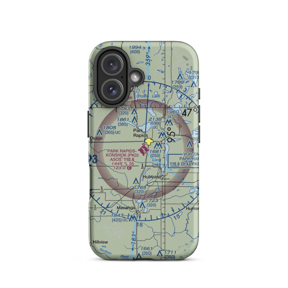 Park Rapids Municipal Konshok Field (PKD) VFR Sectional  Tough iPhone Case iPhone 16 model shown