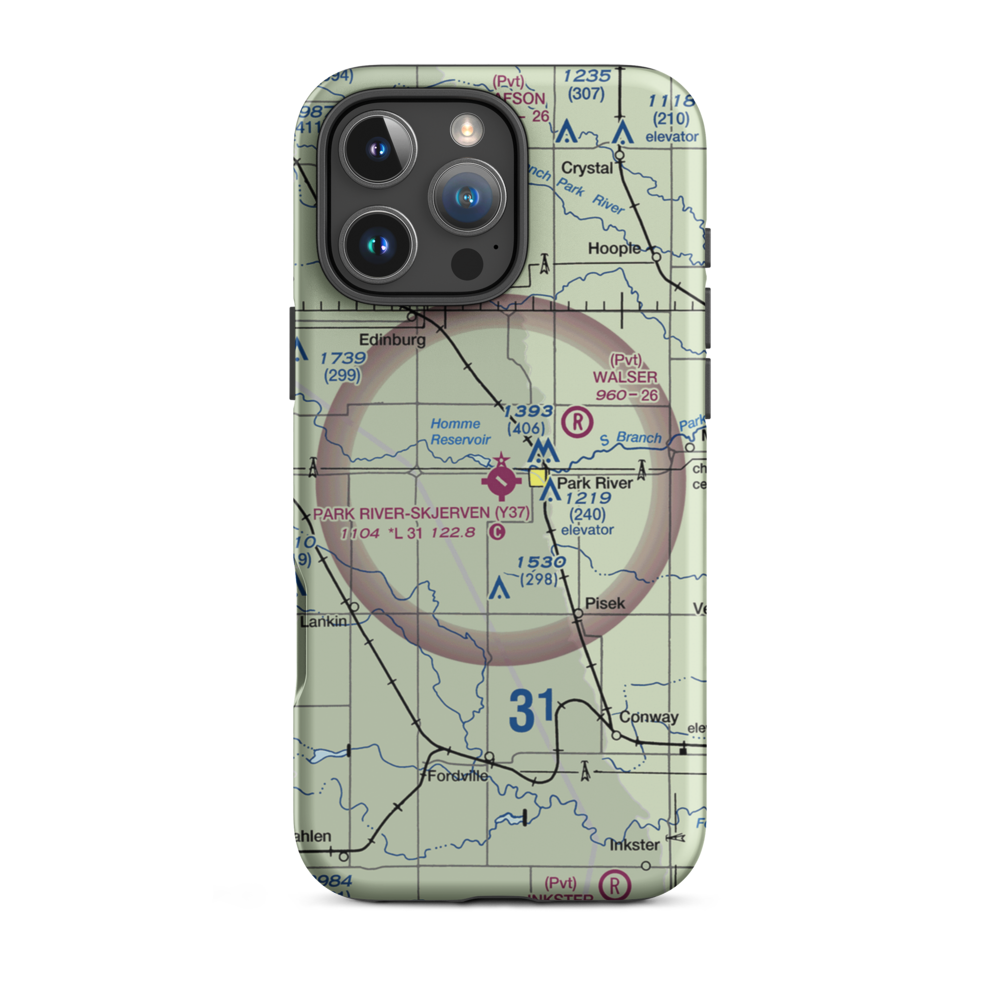 Park River W C Skjerven Field (Y37) VFR Sectional  Tough iPhone Case iPhone 16 Pro Max model shown