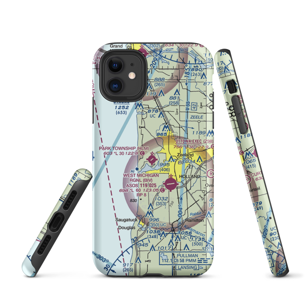 Park Township Airport (HLM) VFR Sectional  Tough iPhone Case iPhone 11 model shown