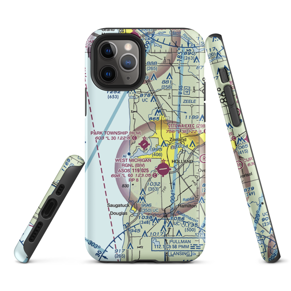 Park Township Airport (HLM) VFR Sectional  Tough iPhone Case iPhone 11 Pro model shown