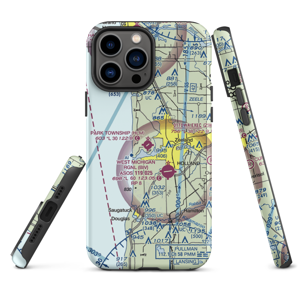 Park Township Airport (HLM) VFR Sectional  Tough iPhone Case iPhone 13 Pro Max model shown