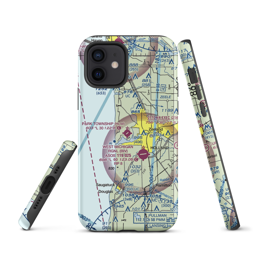 Park Township Airport (HLM) VFR Sectional  Tough iPhone Case iPhone 12 model shown