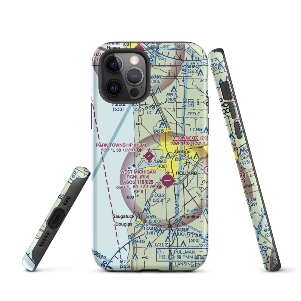 Park Township Airport (HLM) VFR Sectional  Tough iPhone Case iPhone 12 Pro model shown