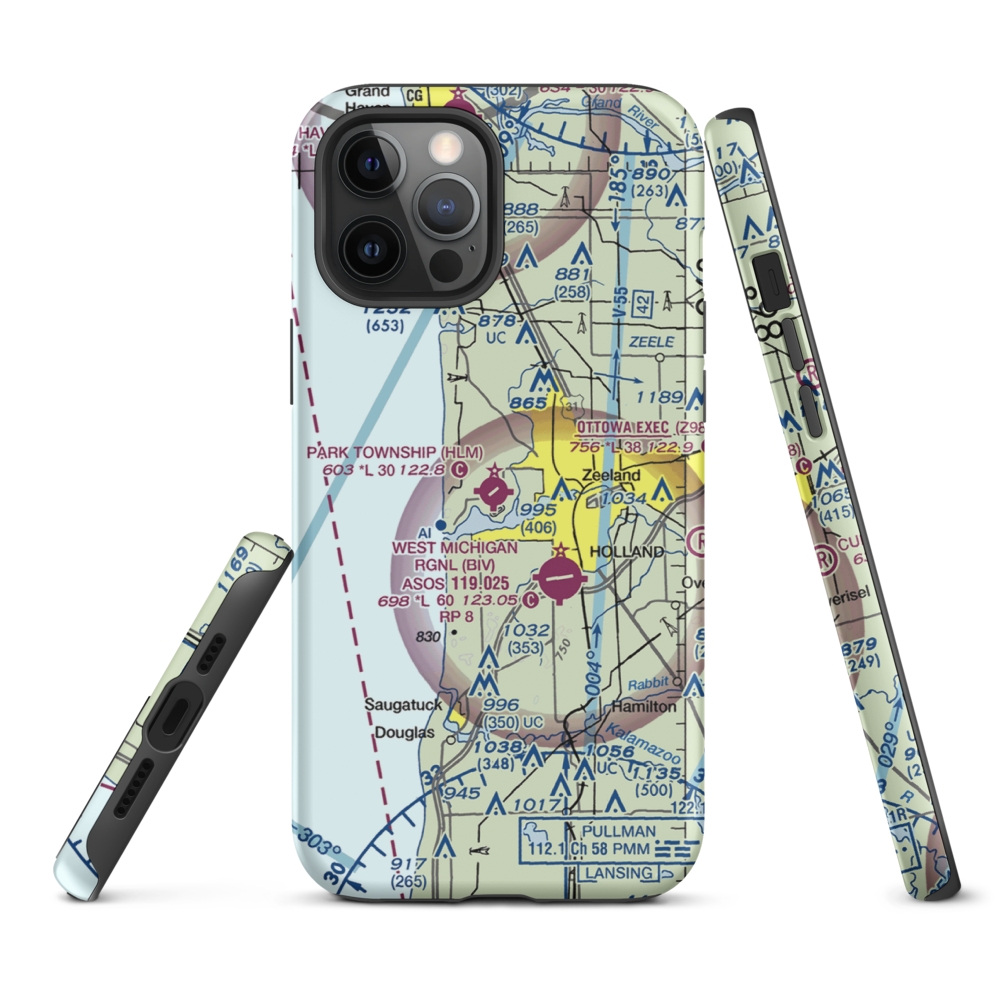 Park Township Airport (HLM) VFR Sectional  Tough iPhone Case iPhone 12 Pro Max model shown