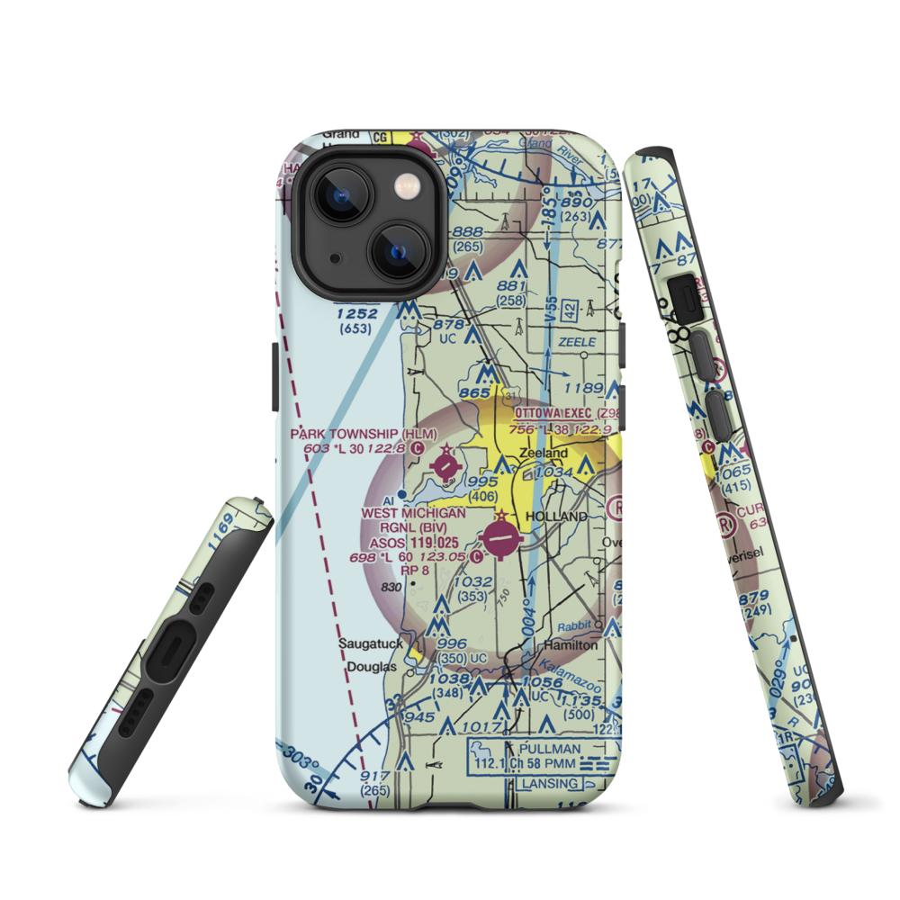 Park Township Airport (HLM) VFR Sectional  Tough iPhone Case iPhone 13 model shown