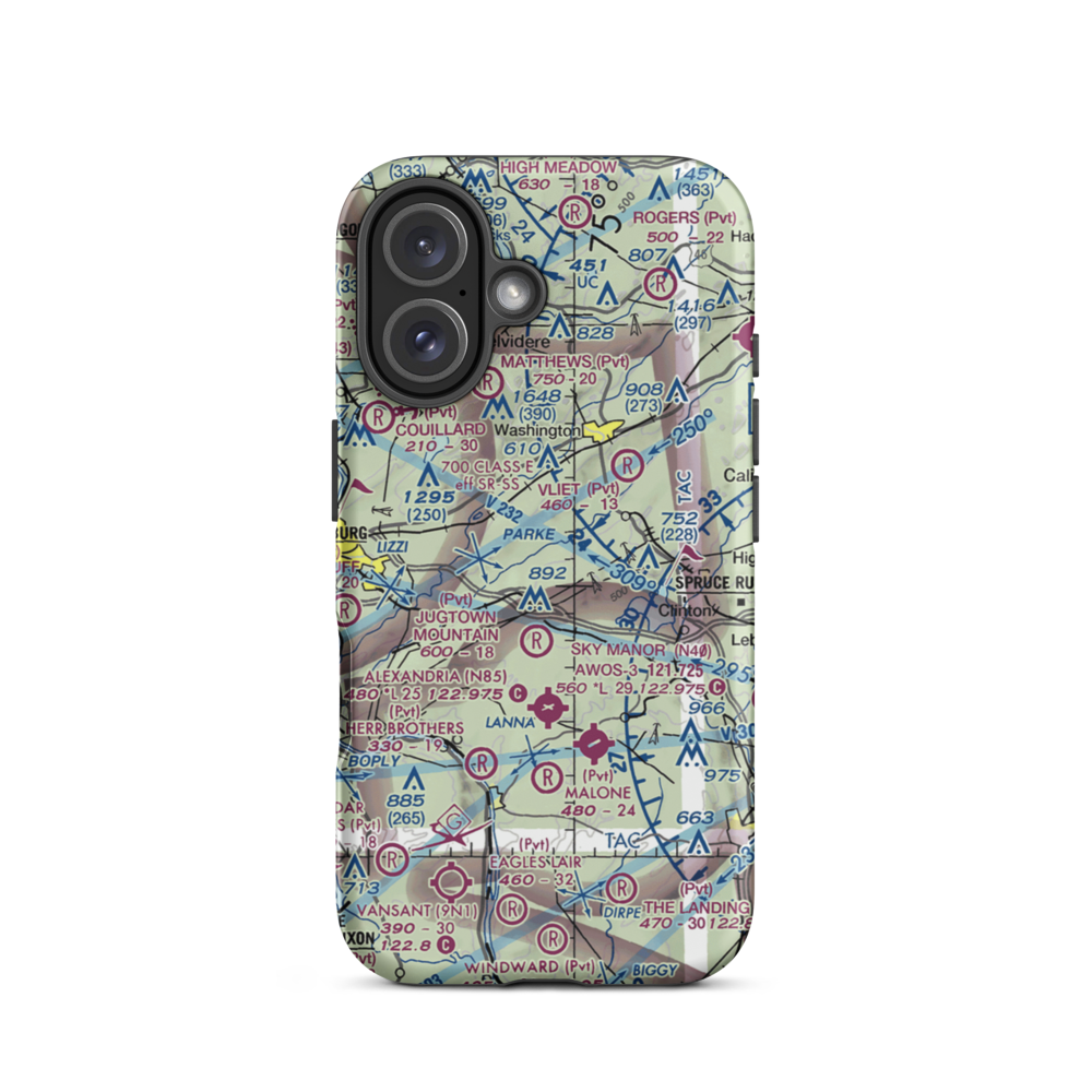 Parker Airport (70NJ) VFR Sectional  Tough iPhone Case iPhone 16 model shown