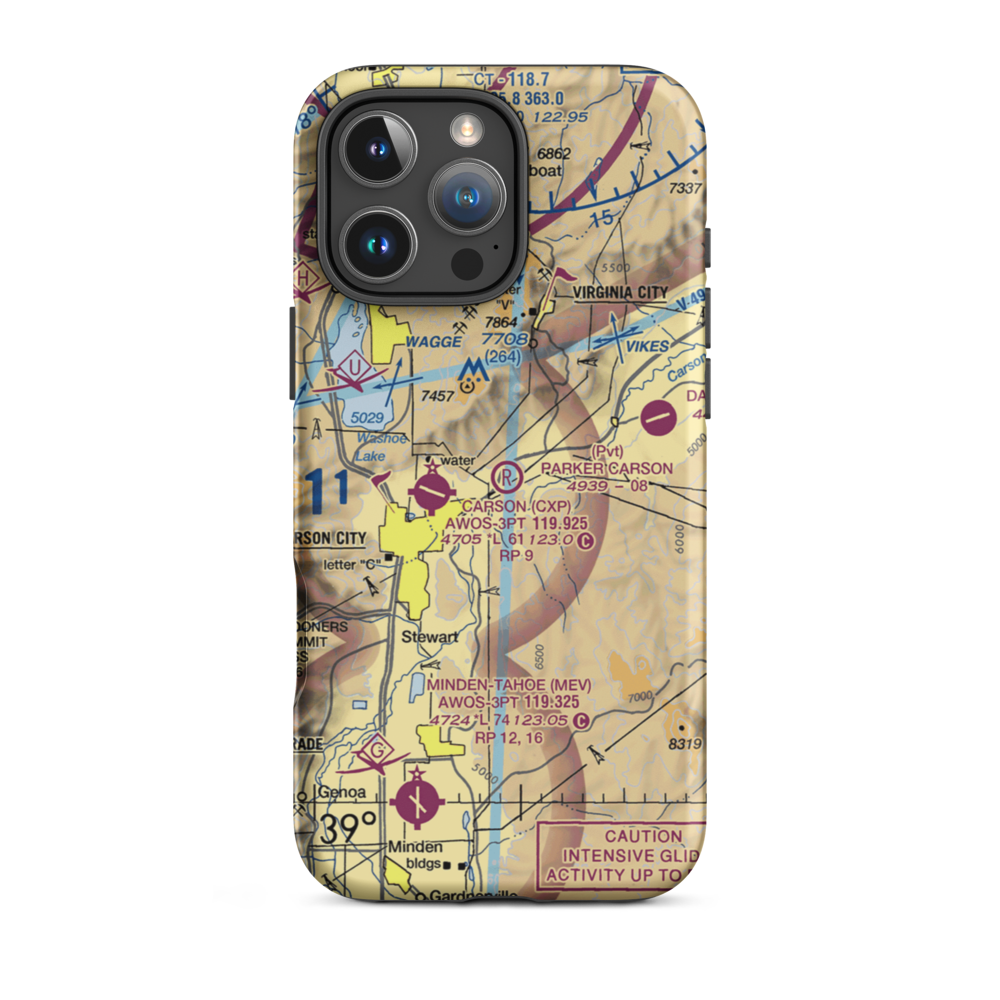 Parker Carson Airport (25NV) VFR Sectional  Tough iPhone Case iPhone 16 Pro Max model shown