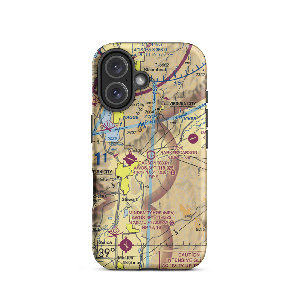 Parker Carson Airport (2Q5) VFR Sectional  Tough iPhone Case iPhone 16 model shown