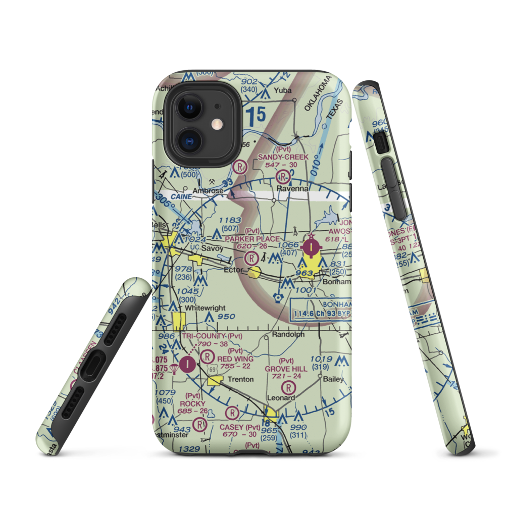 Parker Place Airport (TX68) VFR Sectional  Tough iPhone Case iPhone 11 model shown