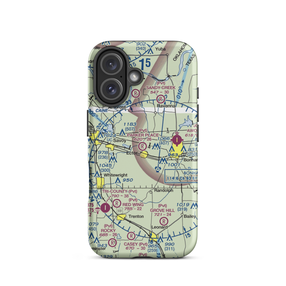 Parker Place Airport (TX68) VFR Sectional  Tough iPhone Case iPhone 16 model shown