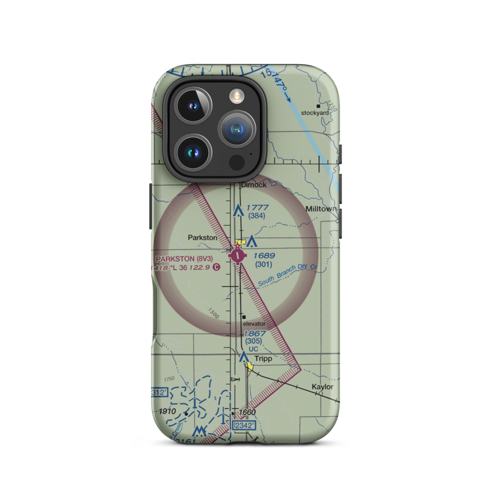 Parkston Municipal Airport (8V3) VFR Sectional  Tough iPhone Case iPhone 16 Pro model shown