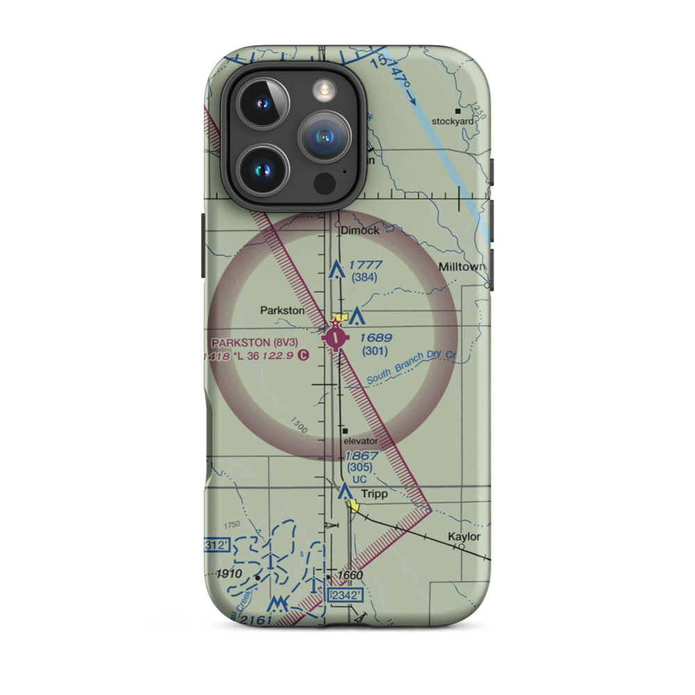 Parkston Municipal Airport (8V3) VFR Sectional  Tough iPhone Case iPhone 16 Pro Max model shown