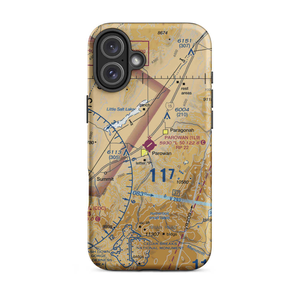 Parowan Airport (1L9) VFR Sectional  Tough iPhone Case iPhone 16 Plus model shown