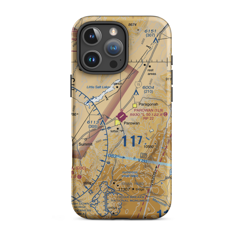 Parowan Airport (1L9) VFR Sectional  Tough iPhone Case iPhone 16 Pro Max model shown