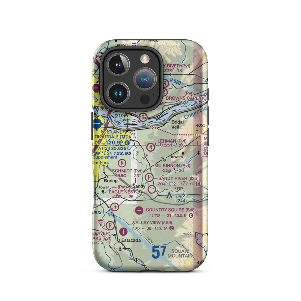 Parrett Mountain Airport (28OR) VFR Sectional  Tough iPhone Case iPhone 16 Pro model shown