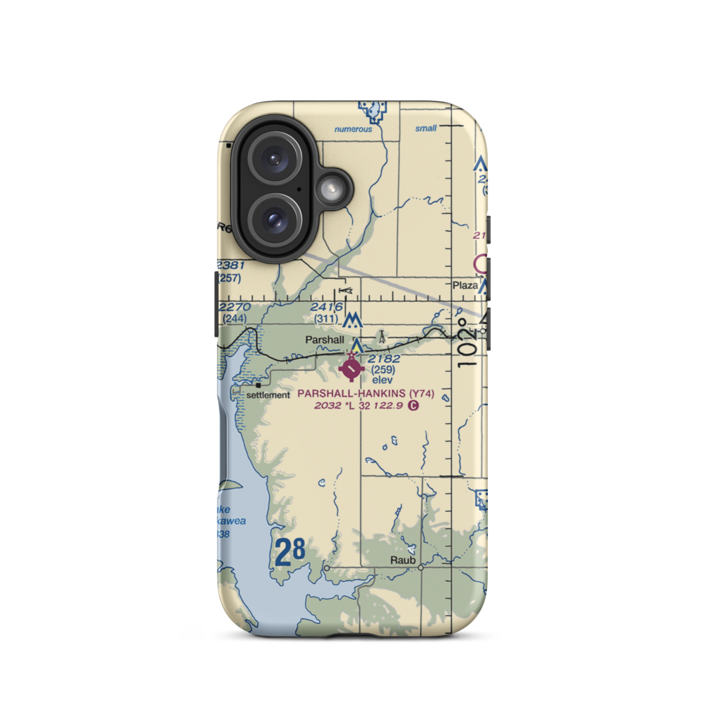 Parshall Hankins Airport (Y74) VFR Sectional  Tough iPhone Case iPhone 16 model shown