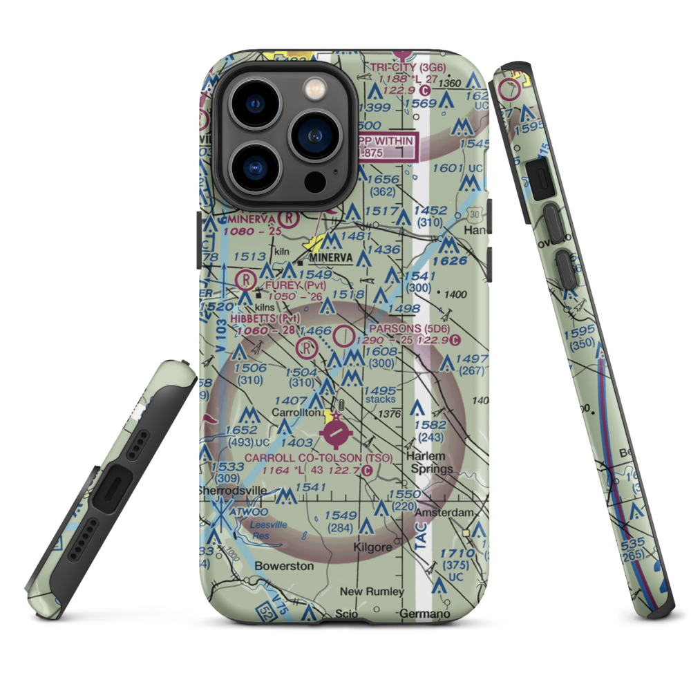 Parsons Airport (5D6) VFR Sectional  Tough iPhone Case iPhone 13 Pro Max model shown
