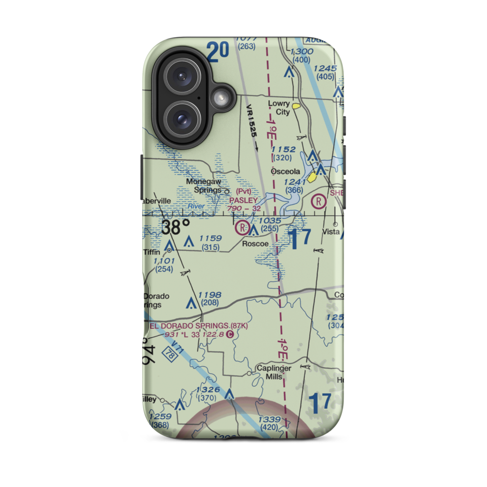 Pasley Airport (28MO) VFR Sectional  Tough iPhone Case iPhone 16 Plus model shown