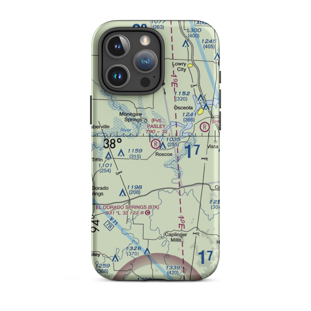 Pasley Airport (28MO) VFR Sectional  Tough iPhone Case iPhone 16 Pro Max model shown