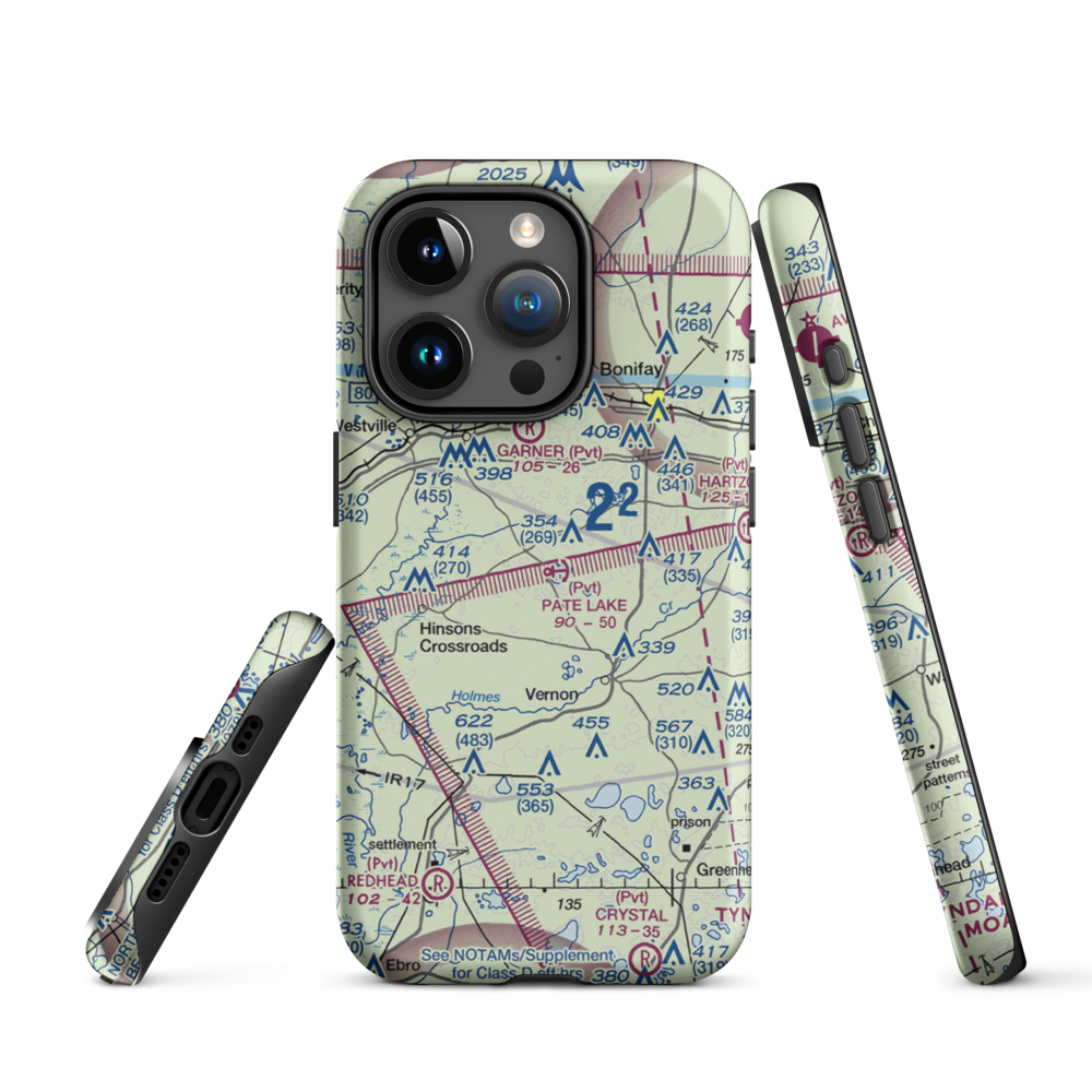 Pate Lake Seaplane Base (FL04) VFR Sectional  Tough iPhone Case iPhone 15 Pro model shown