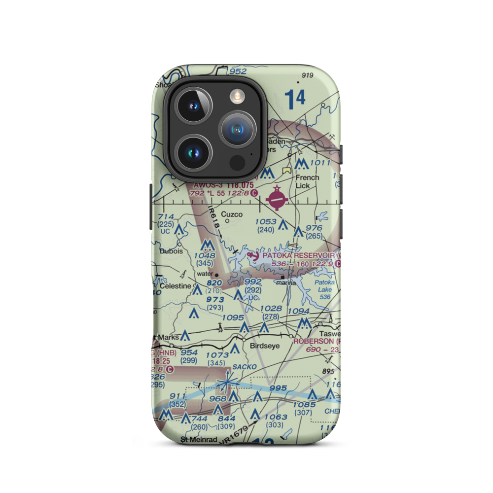 Patoka Reservoir Landing Area Seaplane Base (06I) VFR Sectional  Tough iPhone Case iPhone 16 Pro model shown
