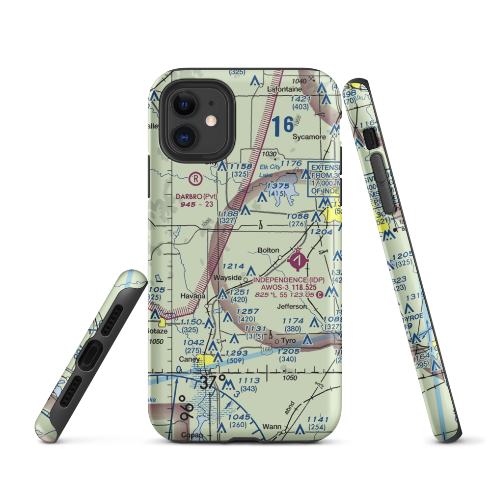 Patterson Farms Airport (66KS) VFR Sectional  Tough iPhone Case iPhone 11 model shown