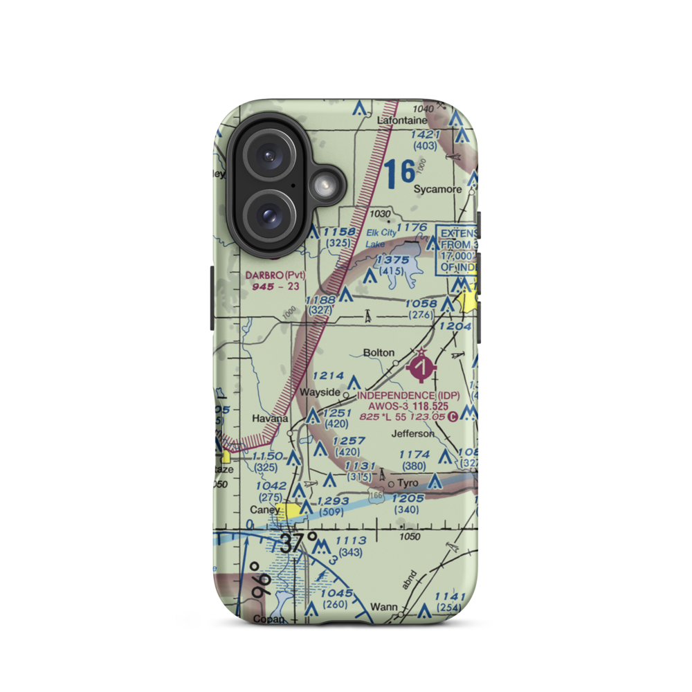 Patterson Farms Airport (66KS) VFR Sectional  Tough iPhone Case iPhone 16 model shown