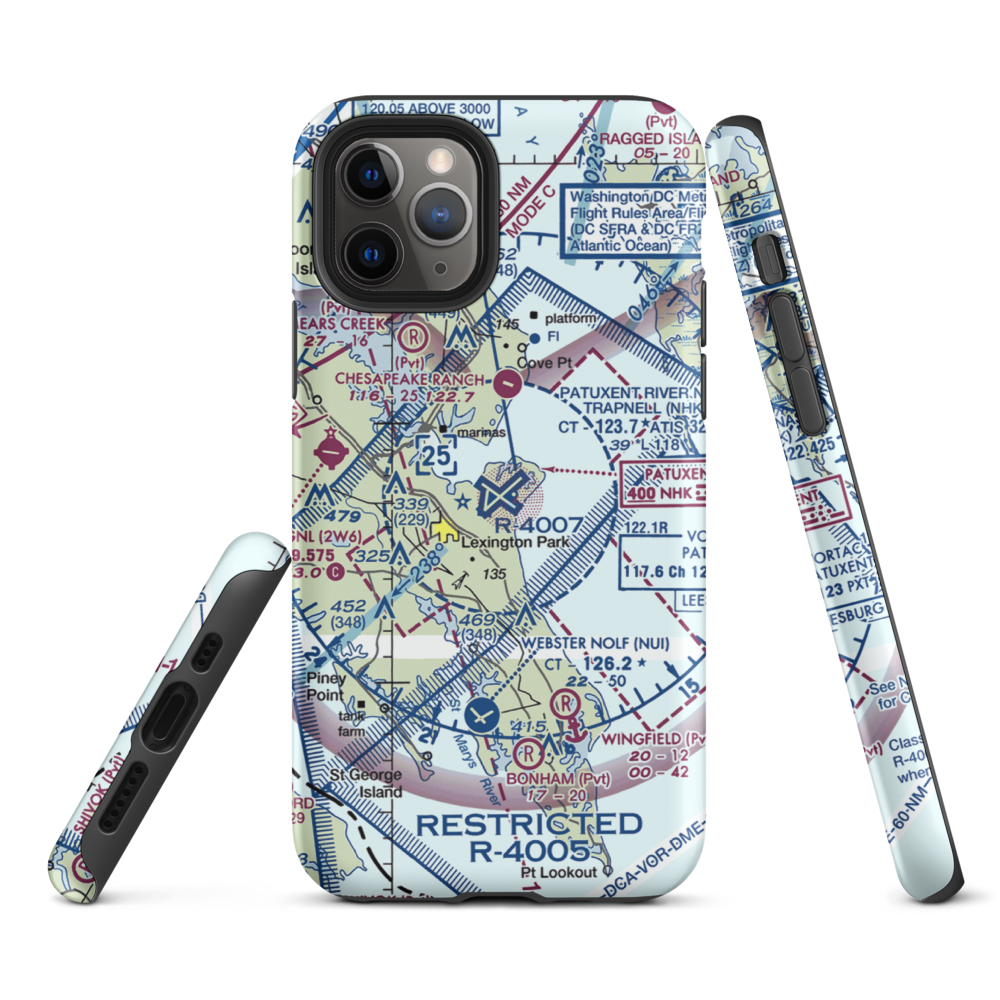Patuxent River Naval Air Station (Trapnell Field) (NHK) VFR Sectional  Tough iPhone Case iPhone 11 Pro model shown