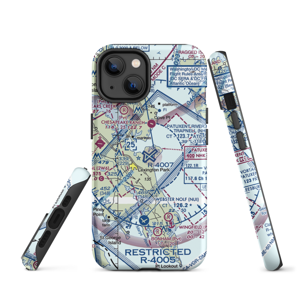 Patuxent River Naval Air Station (Trapnell Field) (NHK) VFR Sectional  Tough iPhone Case iPhone 14 model shown