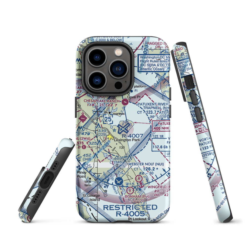 Patuxent River Naval Air Station (Trapnell Field) (NHK) VFR Sectional  Tough iPhone Case iPhone 14 Pro model shown