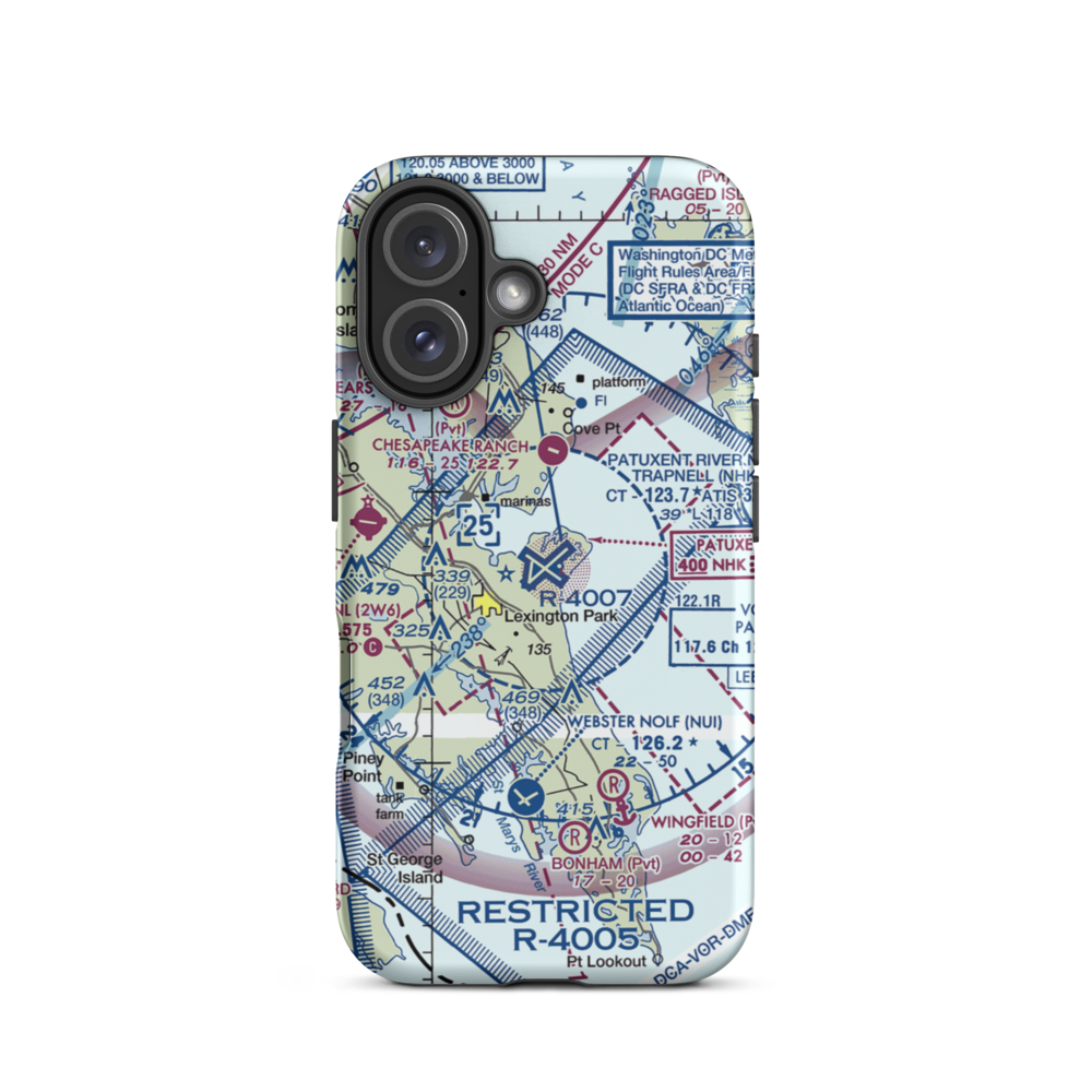 Patuxent River Naval Air Station (Trapnell Field) (NHK) VFR Sectional  Tough iPhone Case iPhone 16 model shown