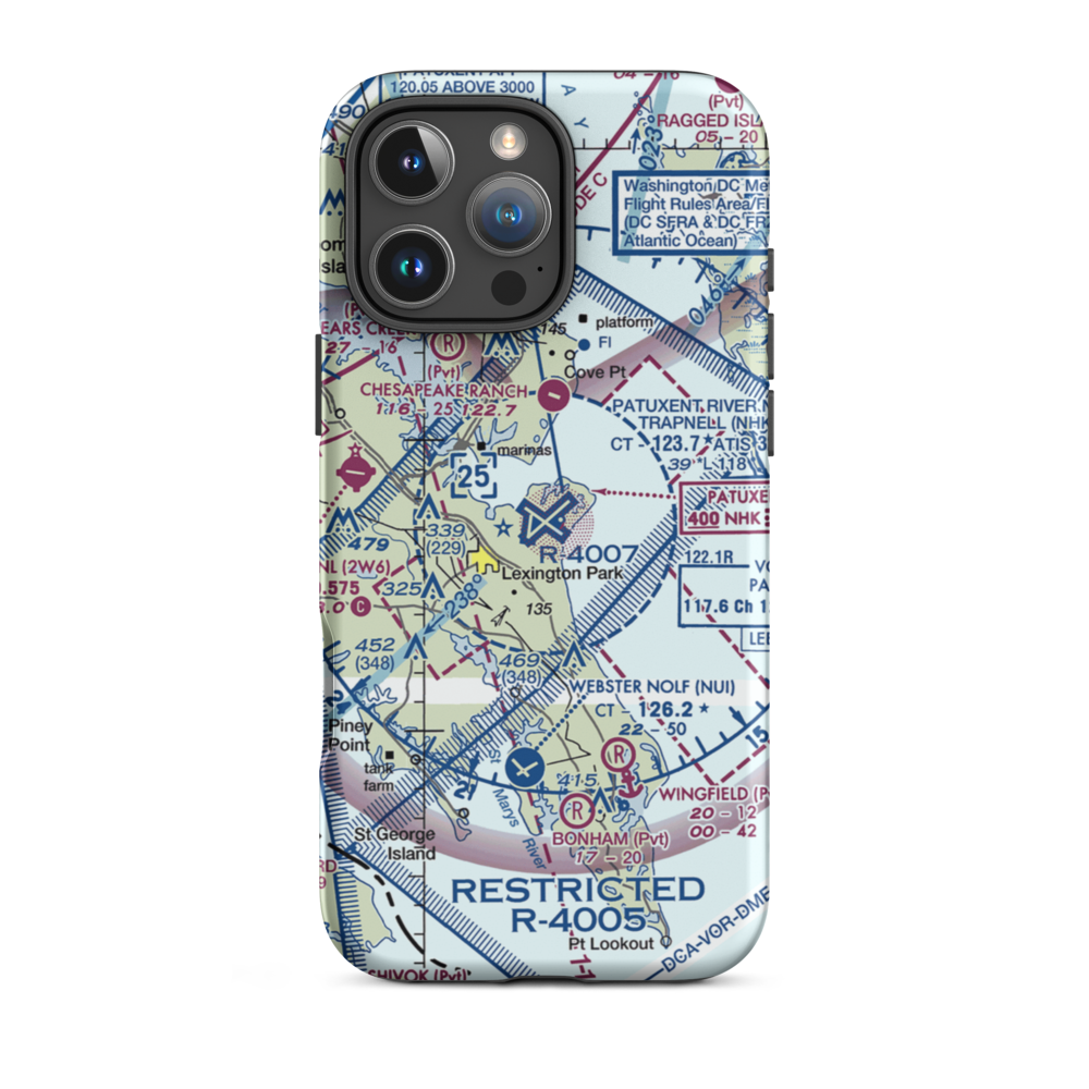 Patuxent River Naval Air Station (Trapnell Field) (NHK) VFR Sectional  Tough iPhone Case iPhone 16 Pro Max model shown
