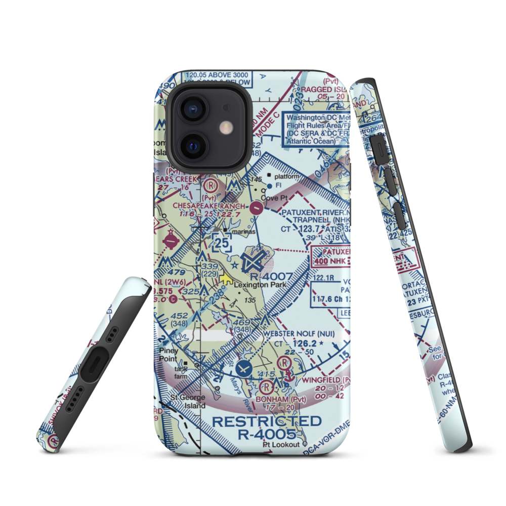 Patuxent River Naval Air Station (Trapnell Field) (NHK) VFR Sectional  Tough iPhone Case iPhone 12 model shown