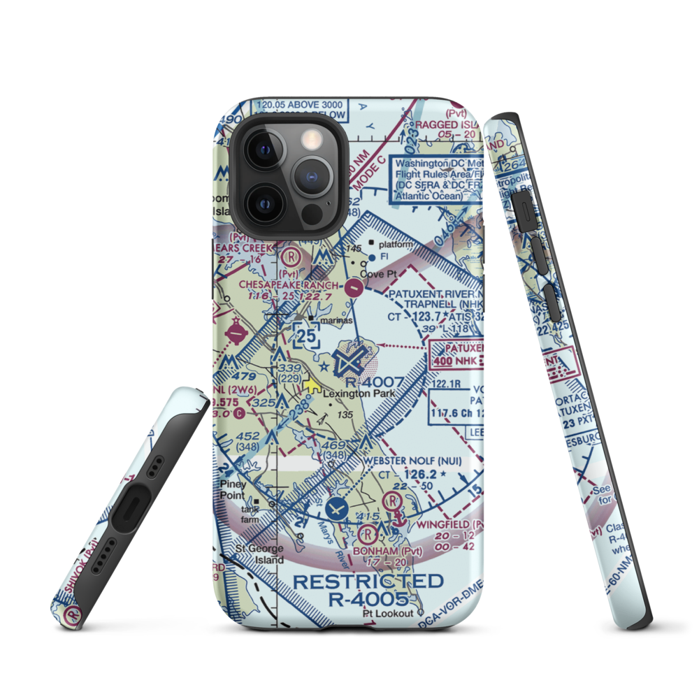 Patuxent River Naval Air Station (Trapnell Field) (NHK) VFR Sectional  Tough iPhone Case iPhone 12 Pro model shown
