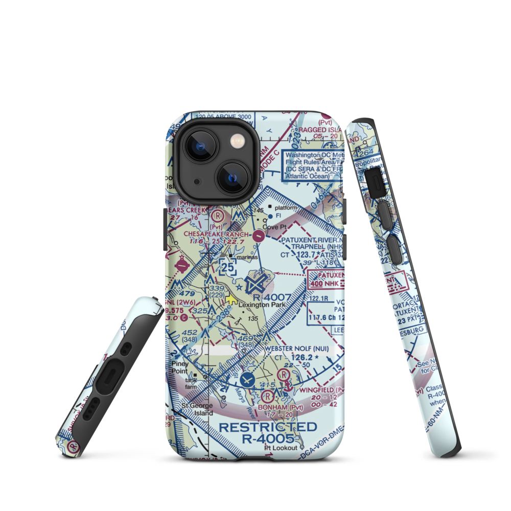 Patuxent River Naval Air Station (Trapnell Field) (NHK) VFR Sectional  Tough iPhone Case iPhone 13 mini model shown